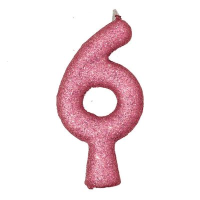 Vela De Aniversário Puro Glitter Rosa Modelo 6