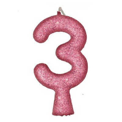Vela De Aniversário Puro Glitter Rosa Modelo 6