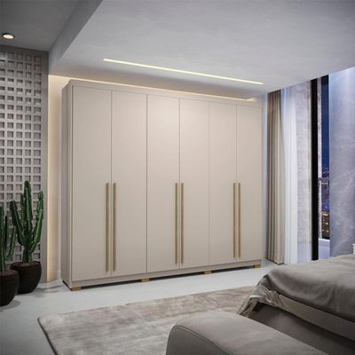Guarda Roupa Casal 6 Portas 3 Gavetas MDF 275 Cm Vlr Fend