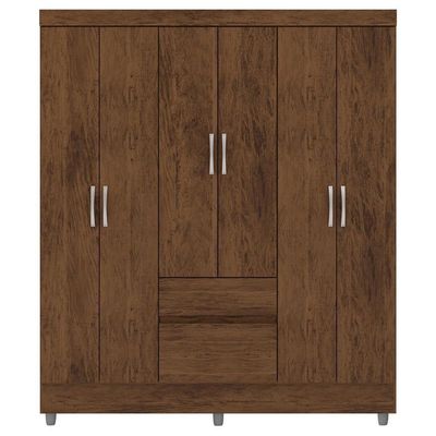 Guarda Roupa Casal 6 Portas 2 Gavetas 153 Cm 10091 Vlr Imbuia