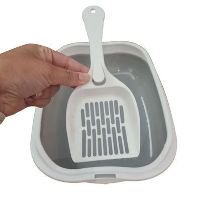 Caixa De Areia Banheiro Higiênica Bandeja Para Pets Gatos Com Borda + 1 Pá Coletora Cinza