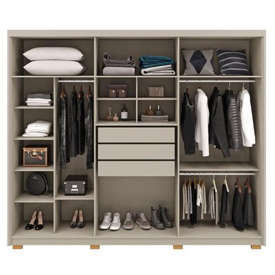 Guarda Roupa Casal 6 Portas 3 Gavetas MDF 275 Cm Vlr Fend
