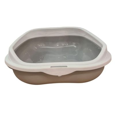 Caixa De Areia Banheiro Higiênica Bandeja Para Pets Gatos Com Borda + 1 Pá Coletora Cinza