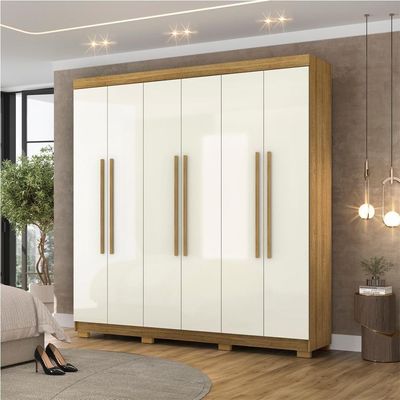 Guarda Roupa Casal 6 Portas 2 Gavetas 218 Cm 10037 Vlr Nature Champanhe
