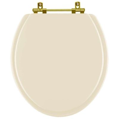Assento Sanitario Poliéster Convencional Oval Creme Para Vaso Deca Com Ferragem Dourada