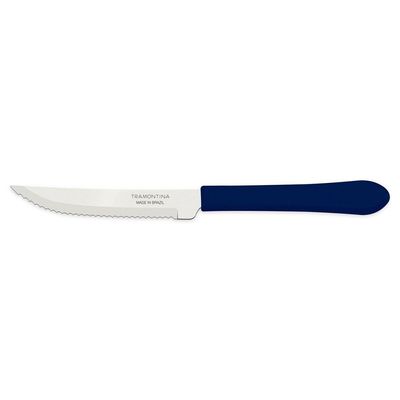 Faca Para Churrasco Tramontina Leme Com Lâmina Em Aço Inox E Cabo De Polipropileno Azul 4 Tramontina