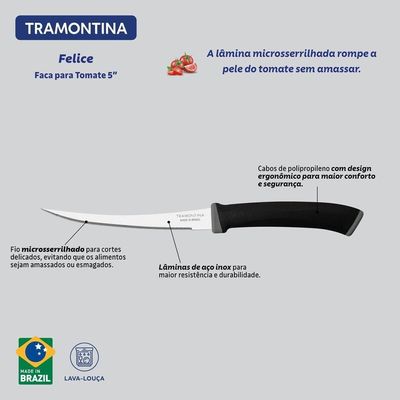 Faca Para Tomate Tramontina Felice Aço Inox Cabo De Polipropileno Preto 5 Tramontina