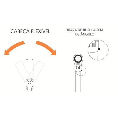 Chave Combinada Com Catraca Cabeça Flexível 8 Mm Tramontina