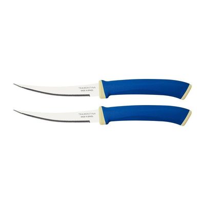 Conjunto De Facas Tomate Tramontina Felice Lâminas De Aço Inox Azul 2 Peças Tramontina