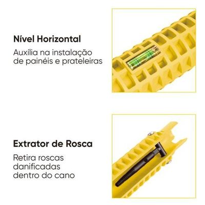 Chave Lavatório Multifuncional Alumínio E Abs - Dtools - 3 Cabeças Intercambiáveis