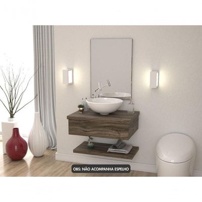 Conjunto Bancada C-cuba R35 E Prateleira Metrópole 605 Carvalho Carvalho Dark