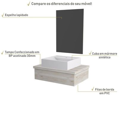 Conjunto Bancada C-cuba Q39 E Espelheira Metrópole 601 Preto ônix Snow