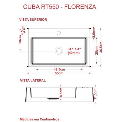 Cuba Apoio Retangular Rt55w Colorida Preto