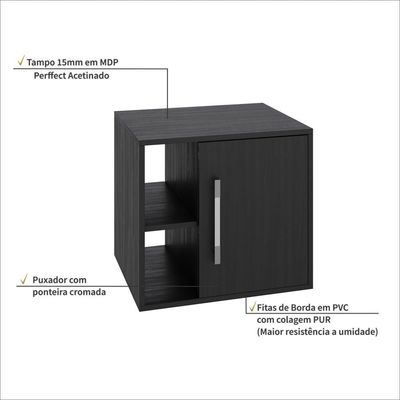 Gabinete Soft 500 Perffect Acetinado Preto ônix