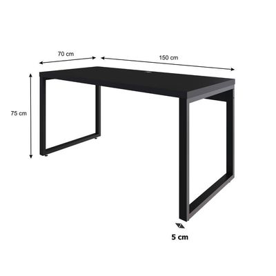 Mesa Diretor 150x70x75cm Yon Preto Tx-est.preta Preto Tx-est.preta