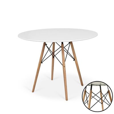 Conjunto Mesa De Jantar Redonda Eiffel Branca 120cm Com 4 Cadeiras Itália - Amarelo