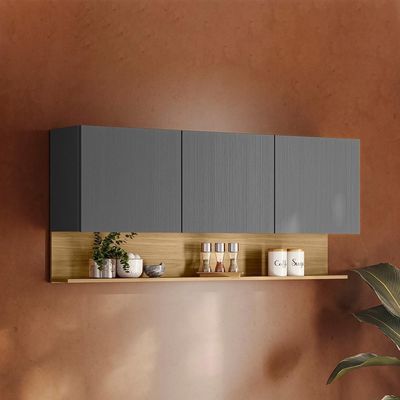 Armario Aereo 3 Portas 150 Cm Line Ktp Gris Cp Freijo
