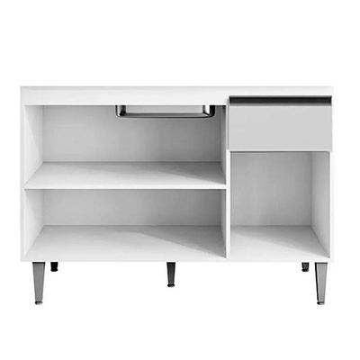 Balcão Pia Tatiane 118cm 3 Portas Amêndoa-branco Sem Tampo Ajl Móveis Amêndoa-branco