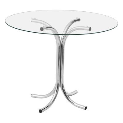 Conjunto Mesa De Jantar Redonda Com Vidro 80cm Com 4 Cadeiras Multimóveis Cr50138 Marrom