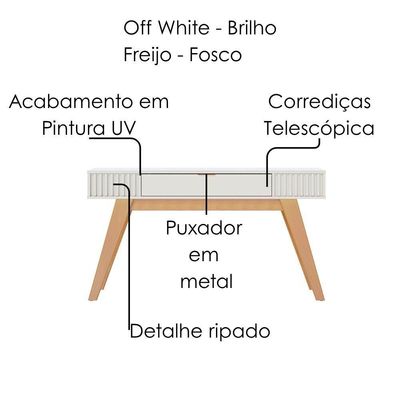 Aparador Para Sala 1 Gaveta 136 Cm Riviera Colibri Off White Freijo