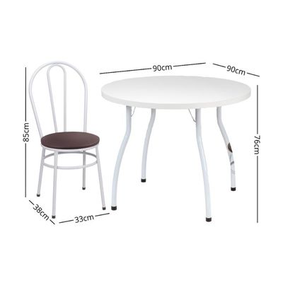 Conjunto Mesa De Jantar Redonda 90cm Com 4 Cadeiras Multimóveis Cr50135 Branco Marrom