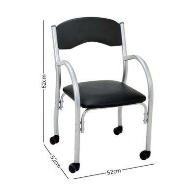 Cadeira De Escritório Estofada Com Rodízios 52cm Multimóveis Cr25288 Prata Preto