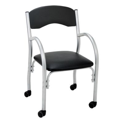 Cadeira De Escritório Estofada Com Rodízios 52cm Multimóveis Cr25288 Prata Preto