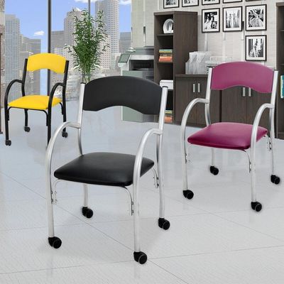 Cadeira De Escritório Estofada Com Rodízios 52cm Multimóveis Cr25288 Prata Preto