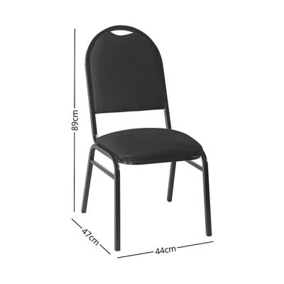 Kit Com 3 Cadeiras De Auditório-escritório Estofadas 44cm Multimóveis Cr25289 Preto