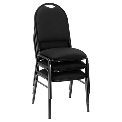 Kit Com 3 Cadeiras De Auditório-escritório Estofadas 44cm Multimóveis Cr25289 Preto
