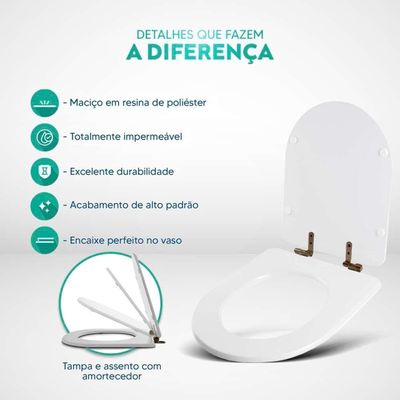 Tampa De Vaso Poliéster Com Amortecedor Nuova Marrom Fosco Para Bacia Deca Com Ferragem Marrom