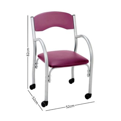 Cadeira De Escritório Estofada Com Rodízios 52cm Multimóveis Cr25288 Prata Rosa