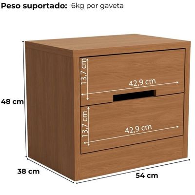 Mesa De Cabeceira 2 Gavetas 54 Cm S822 Kappesberg Canela