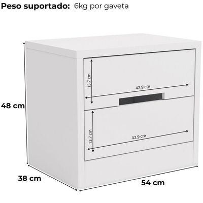 Mesa De Cabeceira 2 Gavetas 54 Cm S822 Kappesberg Branco