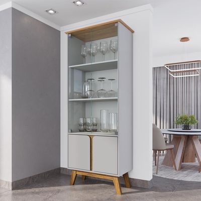 Cristaleira 4 Portas Madri 180x70 Cm Bechara Off White Cinamomo
