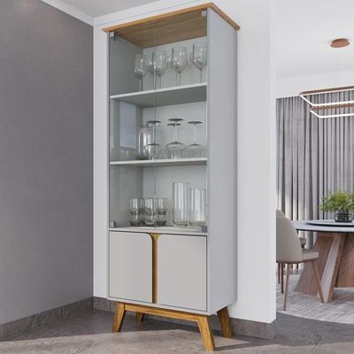 Cristaleira 4 Portas Madri 180x70 Cm Bechara Off White Cinamomo