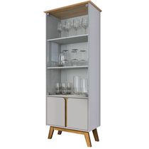 Cristaleira 4 Portas Madri 180x70 Cm Bechara Off White Cinamomo
