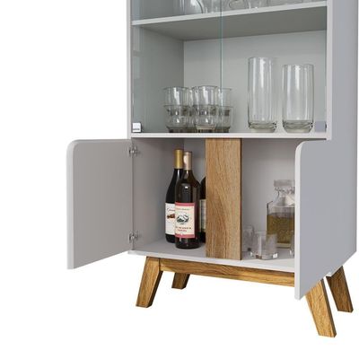 Cristaleira 4 Portas Madri 180x70 Cm Bechara Off White Cinamomo