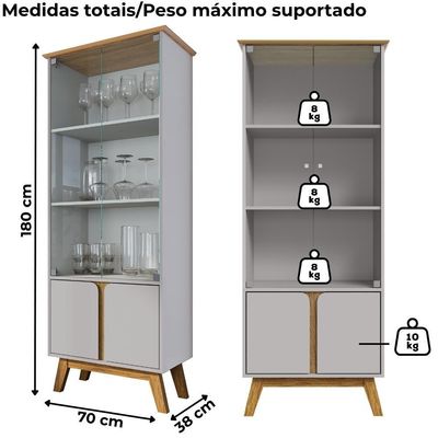 Cristaleira 4 Portas Madri 180x70 Cm Bechara Off White Cinamomo