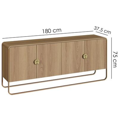 Buffet Aparador Organico 4 Portas 180 Cm 28075 Artesano Hanover Dourado
