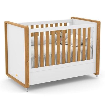 Berço Americano Tutto New Branco Soft-freijó E Colchão Supreme - Matic Móveis Branco Soft-freijó