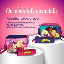 Kit Mochila Infantil Escolar Com 3 Peças Princesas Rosa-roxo Volta As Aulas