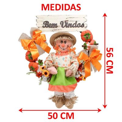 Kit Casal Guirlanda Espantalho Festa Junina Xará Sítio 50cm