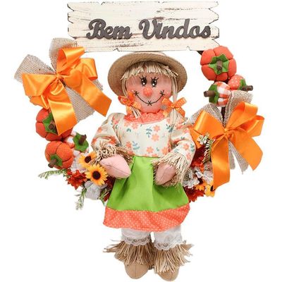 Kit Casal Guirlanda Espantalho Festa Junina Xará Sítio 50cm