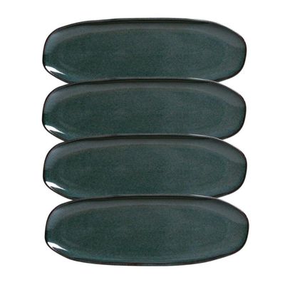 Conjunto Com 04 Travessas Oval Rasa Grande 36x13 Cm Orgânico Oceano Porto Brasil