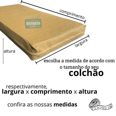 Capa Colchão Solteiro Impermeável Hospitalar Com Zíper - Bege 88x188x16cm