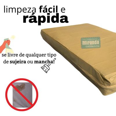 Capa Colchão Solteiro Impermeável Hospitalar Com Zíper - Bege 88x188x16cm