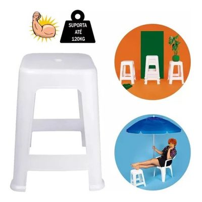 Banqueta Plástica Mor Modelo Bela Vista Suporta Até 120 Kg Cor Branca