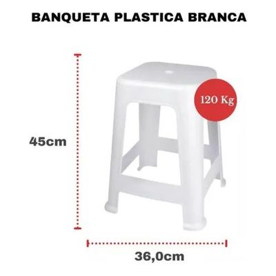 Banqueta Plástica Mor Modelo Bela Vista Suporta Até 120 Kg Cor Branca