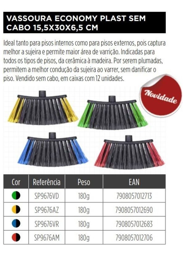 04 Vassoura Economy Multiuso Sem Cabo Bettanin Superpro Sort